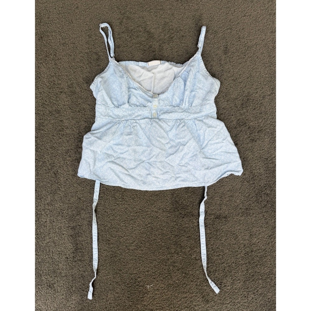 John Galt Brandy Melville Blue Floral Babydoll Cami Top Smocked Back MW006-Z129S